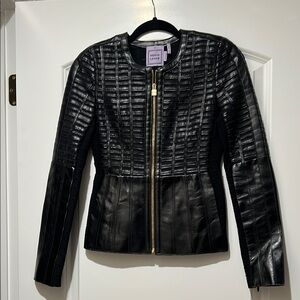 Black Herve Leger Leather Jacket
